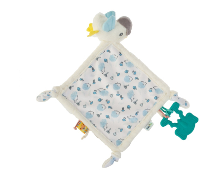 Jucarii - Jucarie dentitie cu paturica pathwork Bird, BabyJem, alb