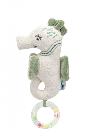 Jucarii - Jucarie zornaitoare BabyJem, Calut de mare din plus, 3 luni+ (Culoare: Verde)
