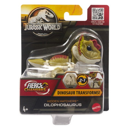 Animale si seturi cu animale - JURASSIC WORLD FIERCE CHANGERS HIDDEN HATCHERS DINOZAUR TRANSFORMABIL DILOPHOSAURUS
