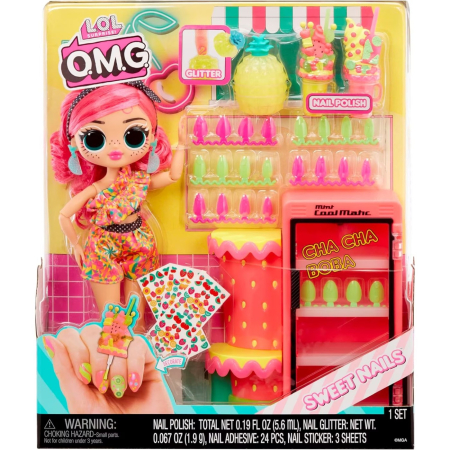 Papusi si accesorii - L.O.L. SURPRISE! OMG SWEET NAILS PINKY POPS FRUIT SHOP SET PAPUSA CU ACCESORII