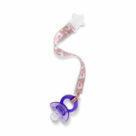 Accesorii hrănire bebeluși - Lantisor pentru suzeta din material textil BabyJem Bear (Culoare: Multicolor)