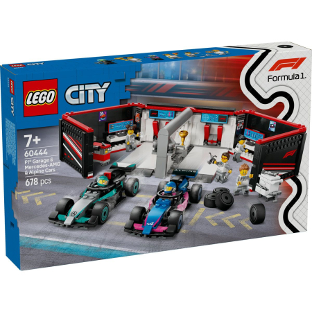 Seturi de construcție și cuburi - LEGO CITY GARAJ F1 SI MASINI MERCEDES-AMG SI ALPINE 60444