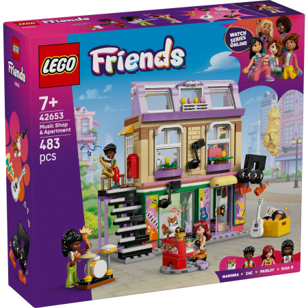 Seturi de construcție și cuburi - LEGO FRIENDS MAGAZIN DE MUZICA SI APARTAMENT 42653