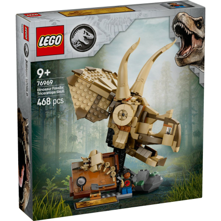 Seturi de construcție și cuburi - LEGO JURASSIC WORLD FOSILE DE DINOZAUR CRANIU DE TRICERATOPS 76969