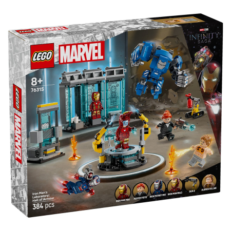Seturi de construcție și cuburi - LEGO SUPER HEROES LABORATORUL LUI IRON MAN SALA ARMURILOR 76315