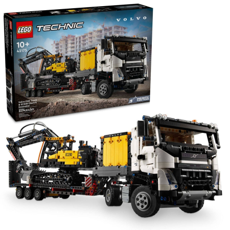 Seturi de construcție și cuburi - LEGO TECHNIC CAMIONUL FMX ȘI EXCAVATORUL ELECTRIC EC230 DE LA VOLVO 42175