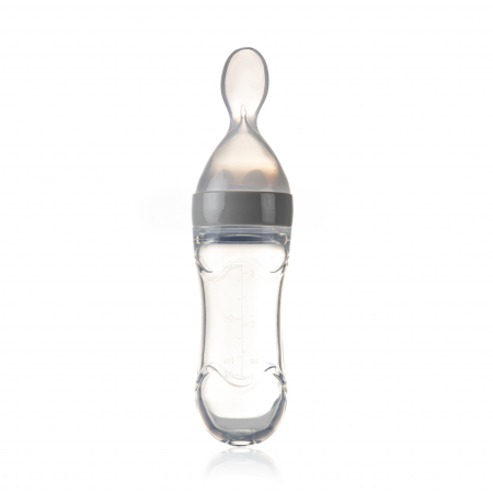 Accesorii hrănire bebeluși - Lingurita cu rezervor pentru bebelusi, BabyJem, cu capac protectie, 90 ml (Culoare: Albastru)