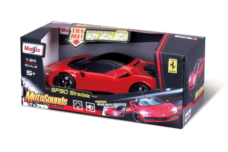 Masinute, Motociclete, Elicoptere, Avioane - MAISTO MASINUTA CU SUNETE SI LUMINI FERRARI SF90 STRADALE SCARA 1 LA 24