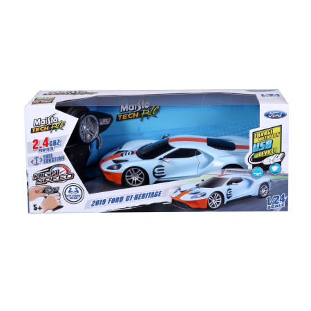 Mașinuțe cu telecomandă - MAISTO MASINUTA PREMIUM CU TELECOMANDA 2.4GHz FORD GT HERITAGE SCARA 1 LA 24