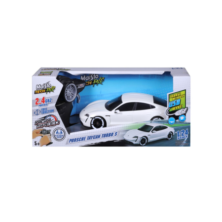 Mașinuțe cu telecomandă - MAISTO MASINUTA PREMIUM CU TELECOMANDA 2.4GHz PORSCHE TAYCAN TURBO S SCARA 1 LA 24