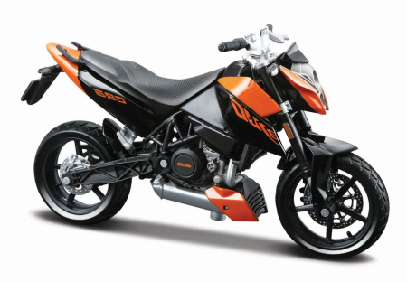 Masinute, Motociclete, Elicoptere, Avioane - MAISTO MOTOCICLETA METALICA CU STAND EDITIE SPECIALA KTM 690 DUKE SCARA 1 LA 18