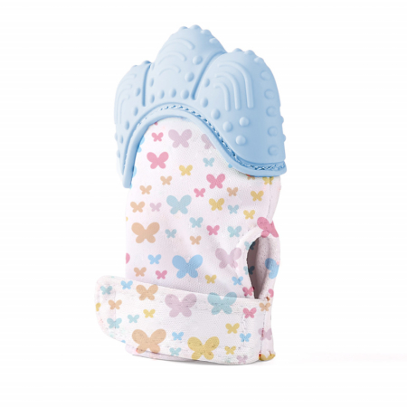 Jucarii - Manusa bebelusi pentru dentitie Butterfly BabyJem (Culoare: Bleu)