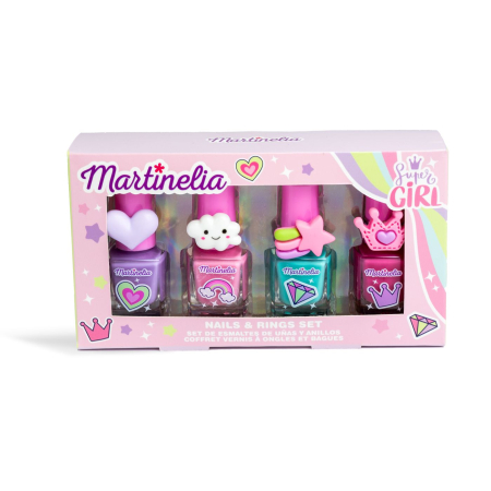 Jucarii - MARTINELIA SUPER GIRL SET 4 LACURI DE UNGHII SI INELE