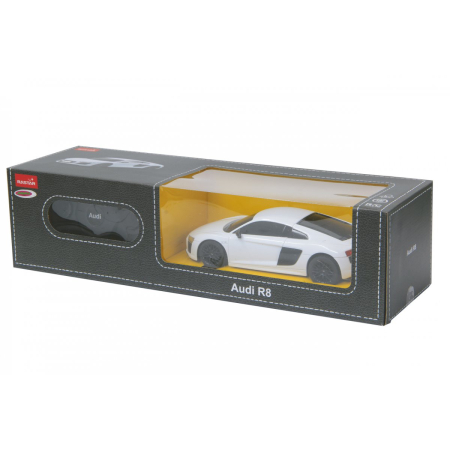 Mașinuțe cu telecomandă - MASINA CU TELECOMANDA AUDI R8 ALB CU SCARA 1 LA 24