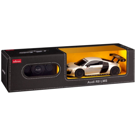 Mașinuțe cu telecomandă - MASINA CU TELECOMANDA AUDI R8 ARGINTIU CU SCARA 1 LA 24