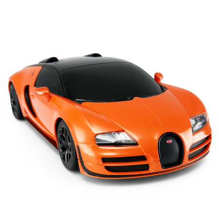Mașinuțe cu telecomandă - MASINA CU TELECOMANDA BUGATTI GRAND SPORT VITESSE PORTOCALIU CU SCARA 1 LA 24