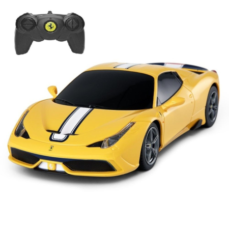 Mașinuțe cu telecomandă - MASINA CU TELECOMANDA FERRARI 458 SPECIALE A GALBEN CU SCARA 1 LA 24