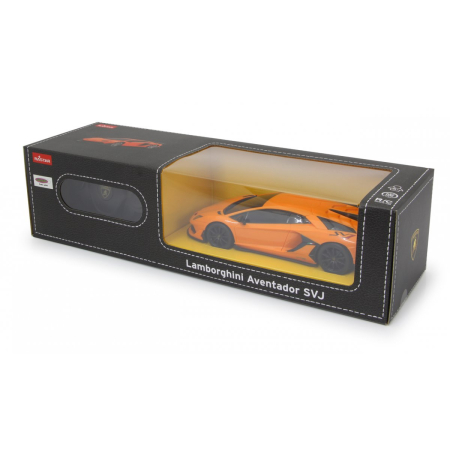 Mașinuțe cu telecomandă - MASINA CU TELECOMANDA LAMBORGHINI AVENTADOR SVJ PORTOCALIU CU SCARA 1 LA 24