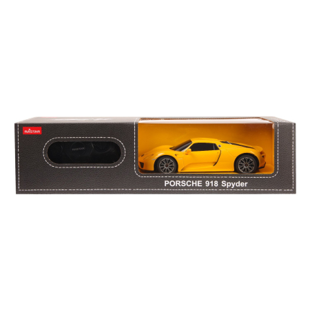 Mașinuțe cu telecomandă - MASINA CU TELECOMANDA PORSCHE 918 SPYDER GALBEN CU SCARA 1 LA 24