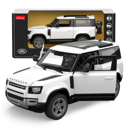 Jucarii - MASINUTA METALICA LAND ROVER DEFENDER 90 ALB SCARA 1 LA 24