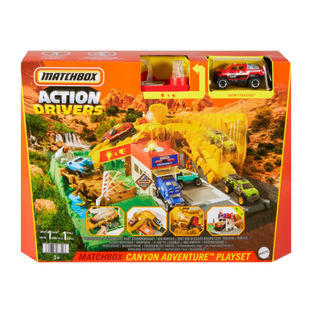 Masinute, Motociclete, Elicoptere, Avioane - MATCHBOX SET ACTION DRIVERS CANIONUL CU SUNETE SI LUMINI