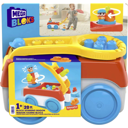 Seturi de construcție și cuburi - MEGA BLOKS SET DE CONSTRUCTIE 20 PIESE CARUCIORUL CARE SE INVARTE