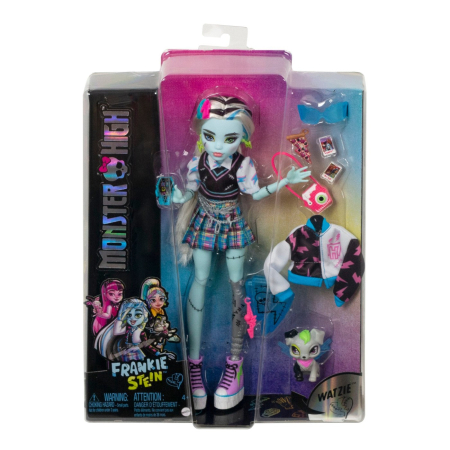 Papusi si accesorii - MONSTER HIGH PAPUSA FRANKIE STEIN CU ANIMALUT SI ACCESORII
