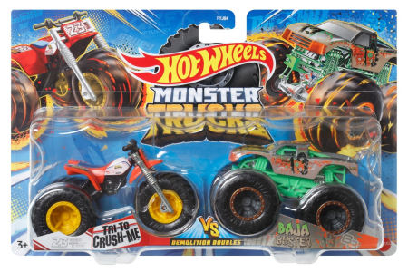 Masinute, Motociclete, Elicoptere, Avioane - MONSTER TRUCK SET 2 MASINI SCARA 1 LA 64 TRI TO CRUSH ME SI BAJA BUSTER