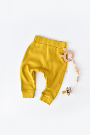 Pantaloni și jeans copii - Pantaloni Bebe Unisex din bumbac organic Galben BabyCosy