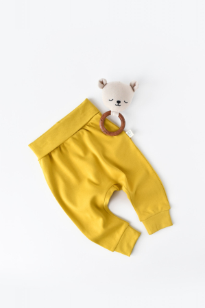 Pantaloni și jeans copii - Pantaloni Bebe Unisex din bumbac organic Galben deschis BabyCosy