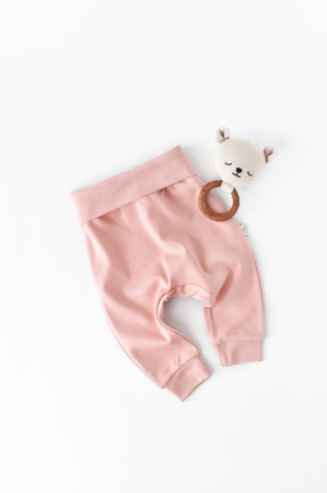 Pantaloni și jeans copii - Pantaloni Bebe Unisex din bumbac organic Roz pudra BabyCosy