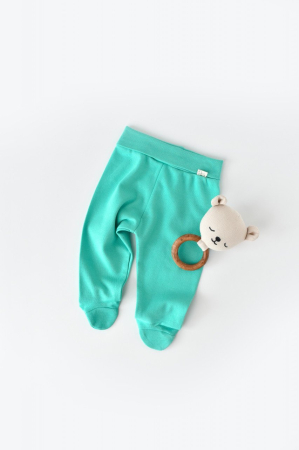 Pantaloni și jeans copii - Pantaloni cu Botosei - Bumbac organic Turcoaz BabyCosy