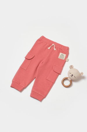 Pantaloni și jeans copii - Pantaloni cu buzunare laterale, Two thread, 100%bumbac organic - Rose, BabyCosy