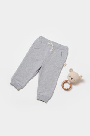 Pantaloni și jeans copii - Pantaloni lungi, Two thread, 100%bumbac organic - Gri, BabyCosy