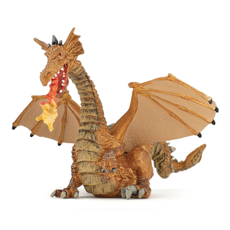 Jucarii - PAPO FIGURINA DRAGON AURIU INARIPAT CU FLACARA