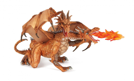 Jucarii - PAPO FIGURINA DRAGON CU DOUA CAPETE AURIU