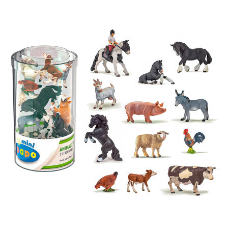 Figurine cu eroi si personaje - PAPO FIGURINA SET 13 MINIFIGURINE ANIMALE FERMA