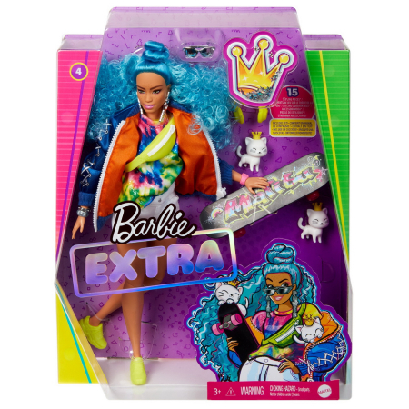Papusi si accesorii - PAPUSA BARBIE EXTRA STYLE PAR ALBASTRU CARLIONTAT