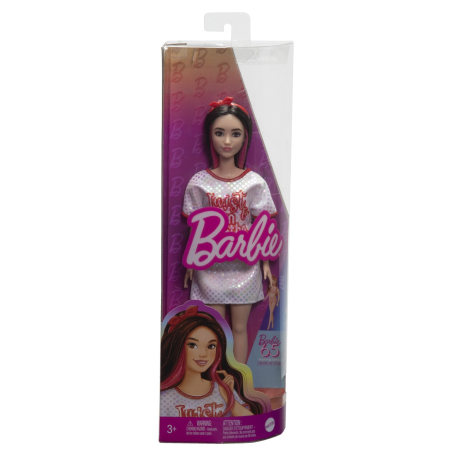 Papusi si accesorii - PAPUSA BARBIE FASHIONISTA BRUNETA CU ROCHITA SPORT