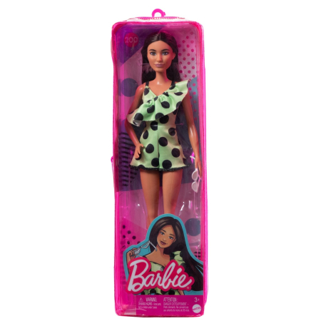 Papusi si accesorii - PAPUSA BARBIE FASHIONISTA BRUNETA CU SALOPETA VERDE