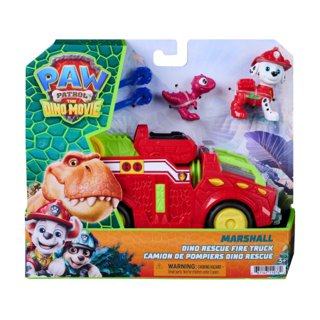 Masinute, Motociclete, Elicoptere, Avioane - PATRULA CATELUSILOR FILMUL CU DINOZAURI SET DINO VEHICUL DE POMPIERI CU FIGURINA MARSHALL SI ACCESORII 15CM