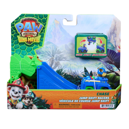 Jucarii - PATRULA CATELUSILOR FILMUL CU DINOZAURI SET VEHICUL CU RAMPA SI FIGURINA CHASE