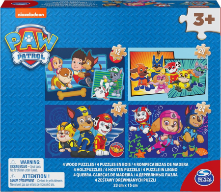 Puzzle - PATRULA CATELUSILOR PUZZLE 4IN1 DIN LEMN