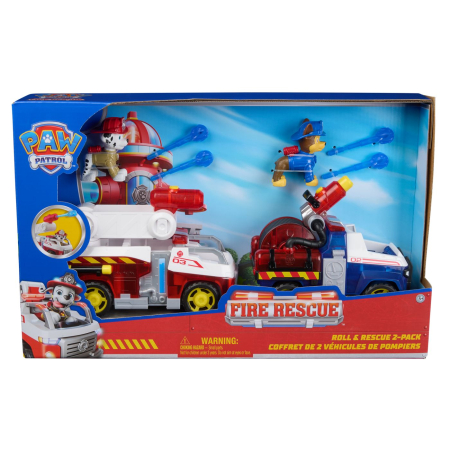 Jucarii - PATRULA CATELUSILOR SET 2 VEHICULE DE SALVARE MASINI DE POMPIERI CU FIGURINE