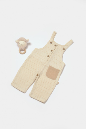 Body-uri și salopete bebeluși - Salopeta cu bretele si buzunar, 100% bumbac - Stone, BabyCosy