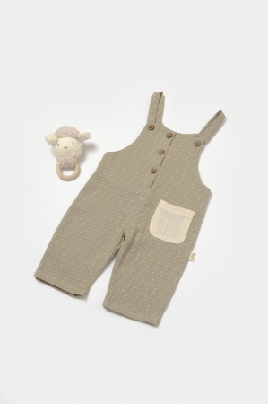 Body-uri și salopete bebeluși - Salopeta cu bretele si buzunar, 100% bumbac - Verde, BabyCosy