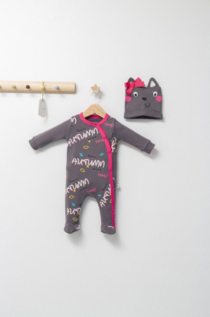 Body-uri și salopete bebeluși - Salopeta cu caciulita pentru bebelusi Colorful autum, Tongs baby - Gri