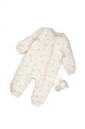 Haine copii - Salopeta cu fermoar, Lamb, BabyCosy, 100% bumbac organic