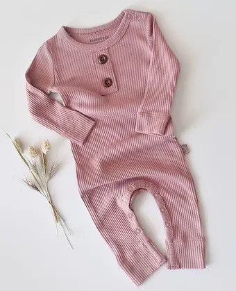 Body-uri și salopete bebeluși - Salopeta cu maneca lunga si pantaloni lungi din bumbac organic si modal - Roz BabyCosy