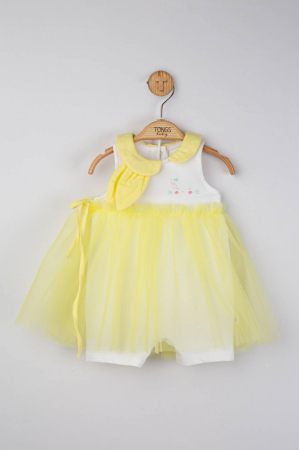 Body-uri și salopete bebeluși - Salopeta de vara pentru bebelusi cu tulle, Tongs baby - Galben